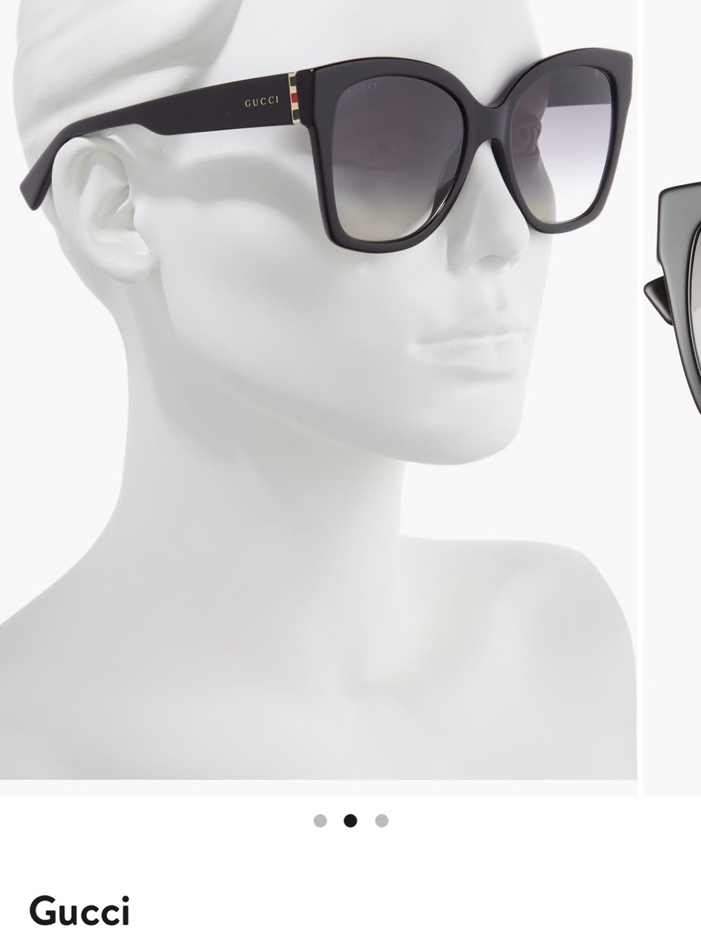 Gucci Black Gradient Cat-Eye Sunglasses with Signature Stripe